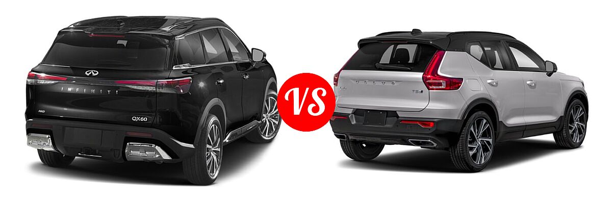 2022 Infiniti QX60 SUV AUTOGRAPH / LUXE / SENSORY vs. 2019 Volvo XC40 SUV R-Design - Rear Right Comparison