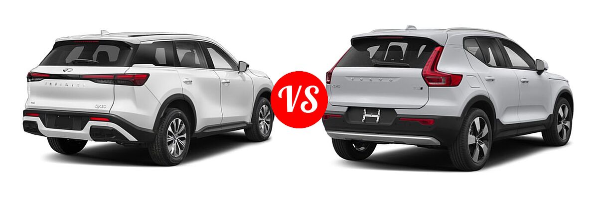 2022 Infiniti QX60 SUV PURE vs. 2019 Volvo XC40 SUV Momentum / R-Design - Rear Right Comparison