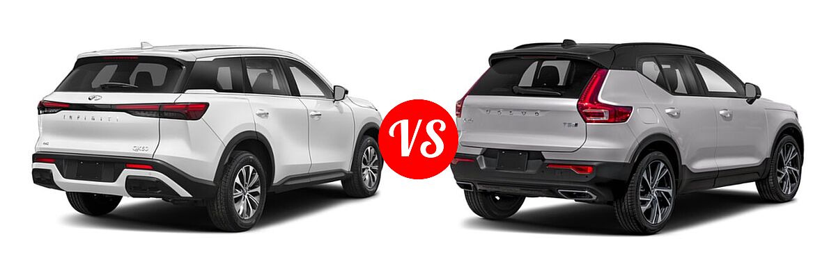 2022 Infiniti QX60 SUV PURE vs. 2019 Volvo XC40 SUV R-Design - Rear Right Comparison