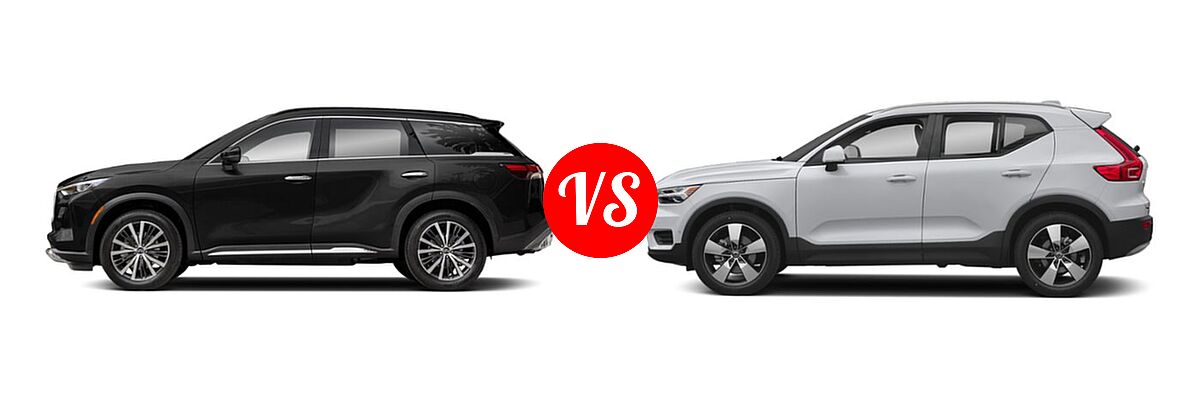 2022 Infiniti QX60 SUV AUTOGRAPH / LUXE / SENSORY vs. 2019 Volvo XC40 SUV Momentum / R-Design - Side Comparison