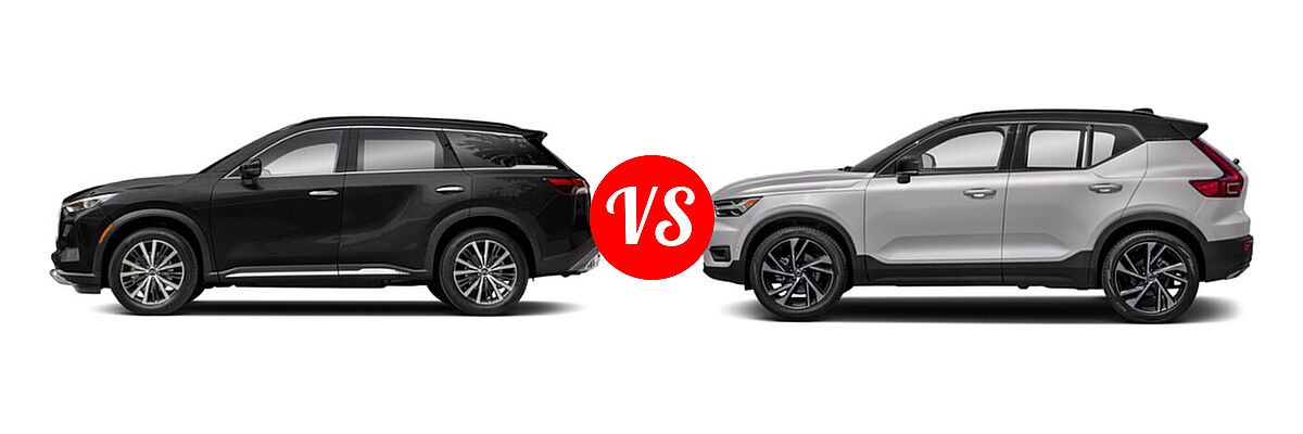 2022 Infiniti QX60 SUV AUTOGRAPH / LUXE / SENSORY vs. 2019 Volvo XC40 SUV R-Design - Side Comparison