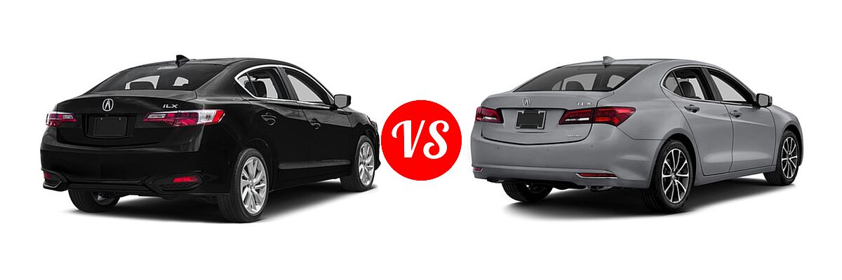 2016 Acura ILX Sedan w/AcuraWatch Plus Pkg vs. 2016 Acura TLX Sedan V6 Advance - Rear Right Comparison