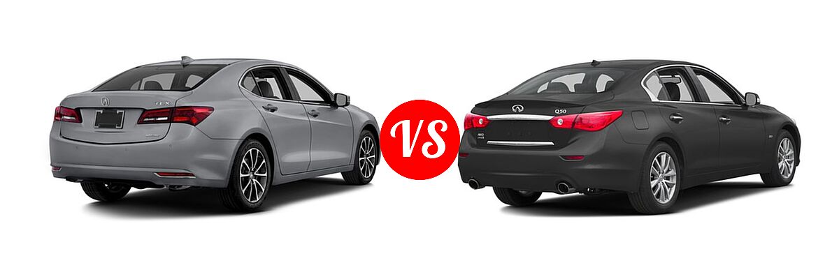 2016 Acura TLX Sedan V6 Advance vs. 2016 Infiniti Q50 Sedan 2.0t Premium / 3.0t Premium - Rear Right Comparison