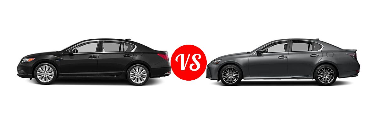 2016 Acura RLX Sedan Hybrid Hybrid Advance Pkg vs. 2016 Lexus GS 450h Sedan Hybrid - Side Comparison