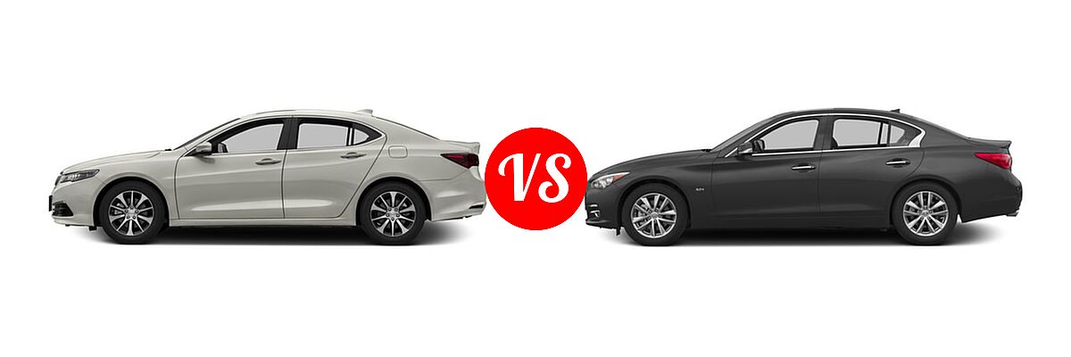 2016 Acura TLX Sedan 4dr Sdn FWD vs. 2016 Infiniti Q50 Sedan 2.0t Premium / 3.0t Premium - Side Comparison
