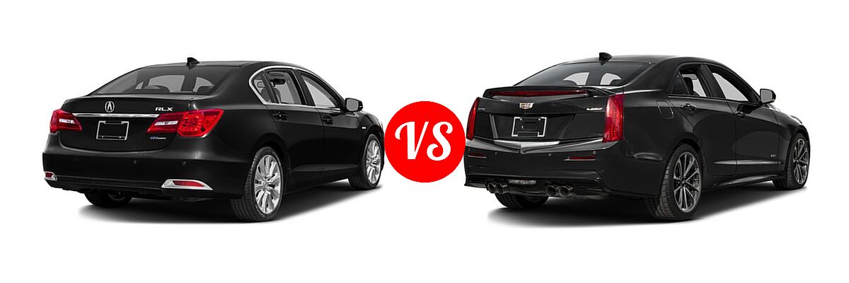 2016 Acura RLX Sedan Hybrid Hybrid Advance Pkg vs. 2016 Cadillac ATS-V Sedan 4dr Sdn - Rear Right Comparison