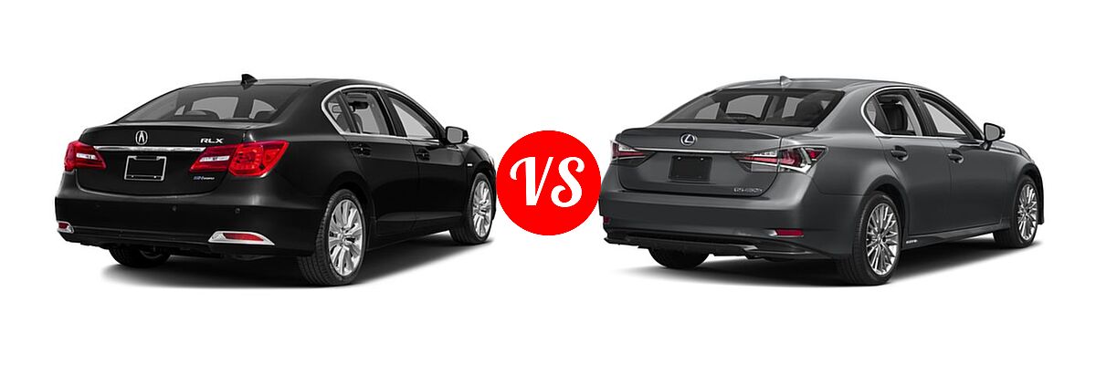 2016 Acura RLX Sedan Hybrid Hybrid Advance Pkg vs. 2016 Lexus GS 450h Sedan Hybrid - Rear Right Comparison