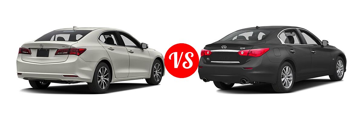 2016 Acura TLX Sedan 4dr Sdn FWD vs. 2016 Infiniti Q50 Sedan 2.0t Premium / 3.0t Premium - Rear Right Comparison