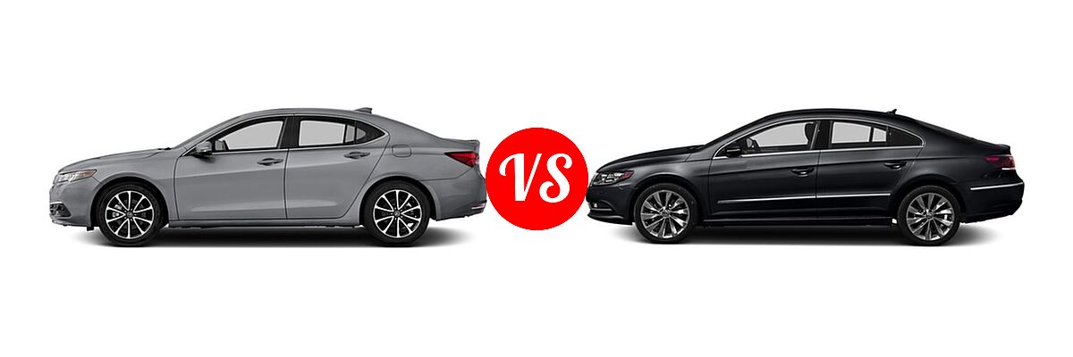 2016 Acura TLX Sedan V6 Advance vs. 2016 Volkswagen CC Sedan Sport / Trend / VR6 Executive 4Motion - Side Comparison
