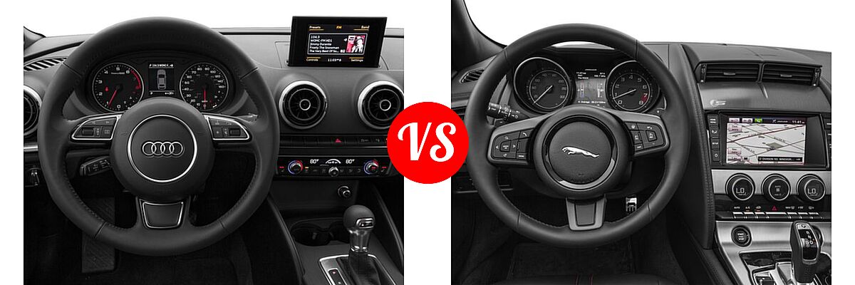 2016 Audi A3 Convertible 1.8T Premium / 2.0T Premium Plus / 2.0T Prestige vs. 2016 Jaguar F-TYPE Convertible 2dr Conv Auto RWD - Dashboard Comparison