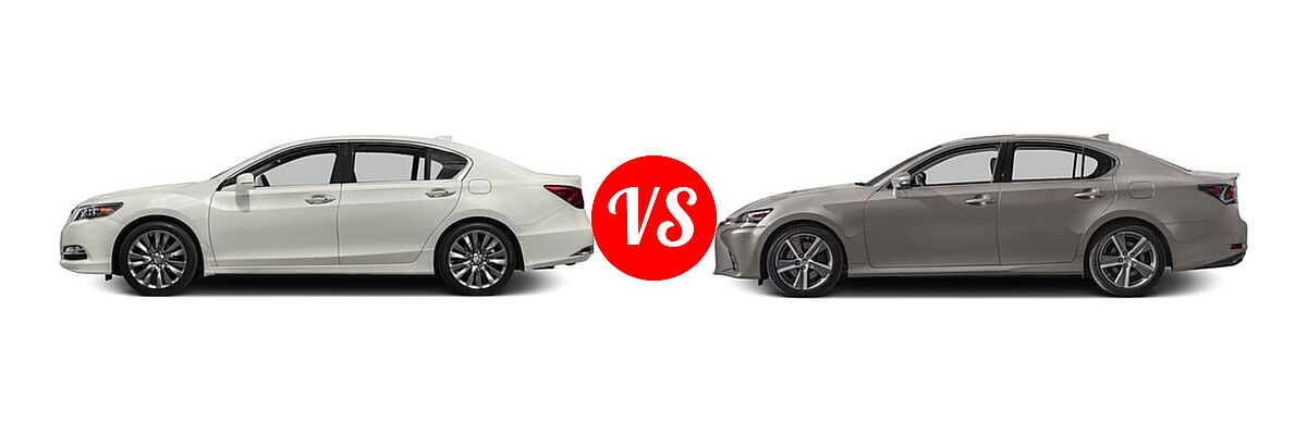 2016 Acura RLX Sedan Advance Pkg vs. 2016 Lexus GS 200t Sedan 4dr Sdn RWD - Side Comparison