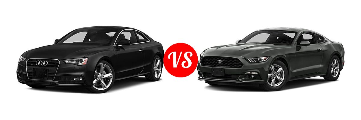 2016 Audi A5 Coupe Premium / Premium Plus vs. 2016 Ford Mustang Coupe EcoBoost / EcoBoost Premium / V6 - Front Left Comparison