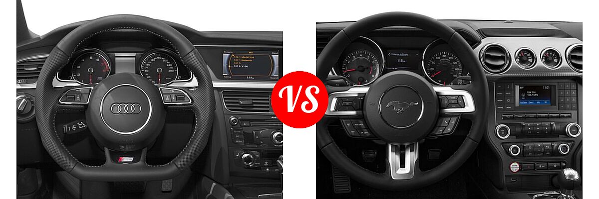 2016 Audi A5 Coupe Premium / Premium Plus vs. 2016 Ford Mustang Coupe GT / GT Premium - Dashboard Comparison