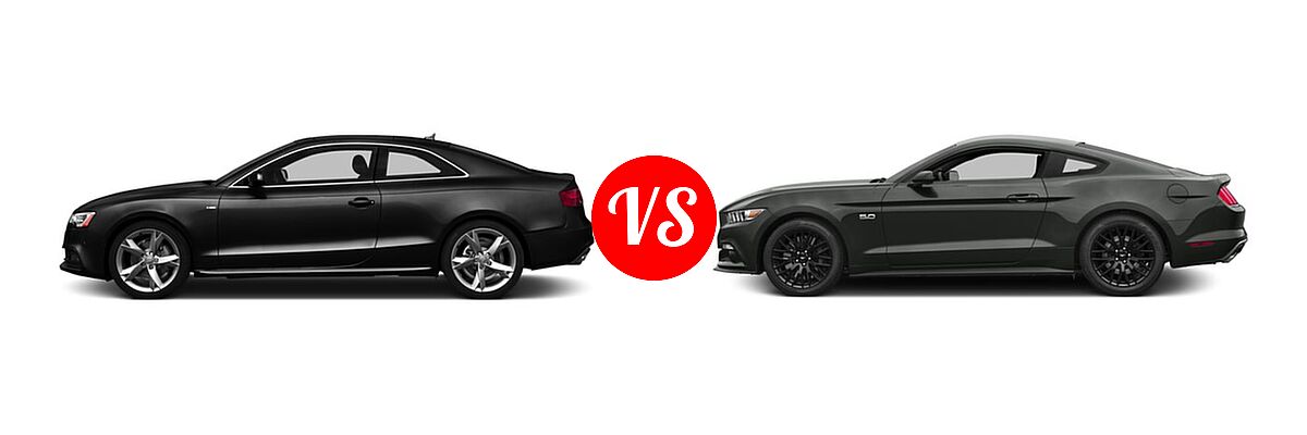 2016 Audi A5 Coupe Premium / Premium Plus vs. 2016 Ford Mustang Coupe GT / GT Premium - Side Comparison