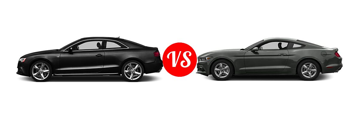 2016 Audi A5 Coupe Premium / Premium Plus vs. 2016 Ford Mustang Coupe EcoBoost / EcoBoost Premium / V6 - Side Comparison