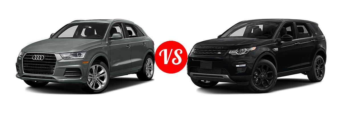 2016 Audi Q3 SUV Premium Plus / Prestige vs. 2016 Land Rover Discovery Sport SUV HSE / HSE LUX / SE - Front Left Comparison