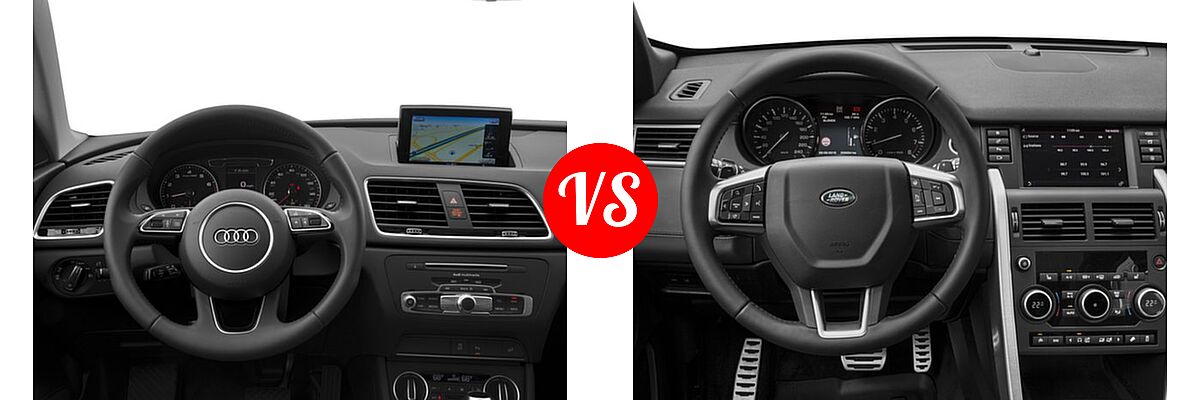 2016 Audi Q3 SUV Premium Plus / Prestige vs. 2016 Land Rover Discovery Sport SUV HSE / HSE LUX / SE - Dashboard Comparison