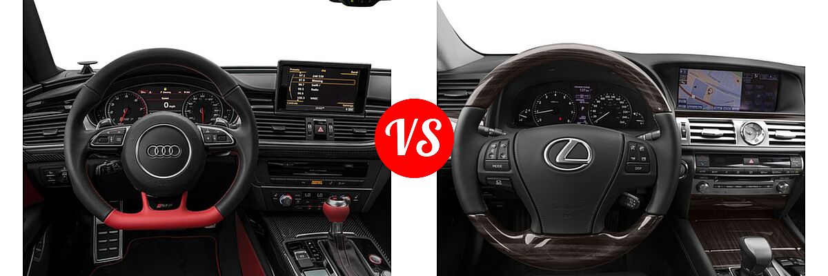 2016 Audi RS 7 Sedan performance Prestige / Prestige vs. 2016 Lexus LS 600h L Sedan 4dr Sdn Hybrid - Dashboard Comparison