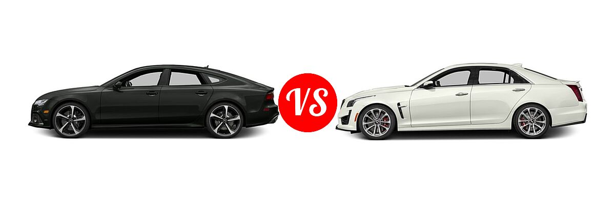 2016 Audi RS 7 Sedan performance Prestige / Prestige vs. 2016 Cadillac CTS-V Sedan 4dr Sdn - Side Comparison