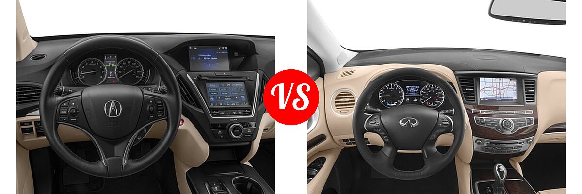 2017 Acura MDX SUV FWD vs. 2017 Infiniti QX60 SUV Hybrid AWD / FWD - Dashboard Comparison
