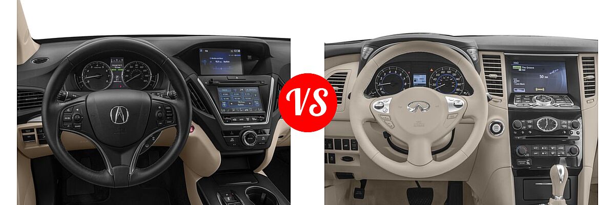 2017 Acura MDX SUV FWD vs. 2017 Infiniti QX70 SUV AWD / RWD - Dashboard Comparison
