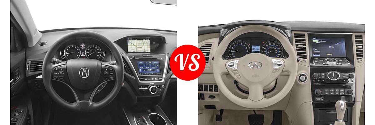 2017 Acura MDX SUV w/Technology Pkg vs. 2017 Infiniti QX70 SUV AWD / RWD - Dashboard Comparison