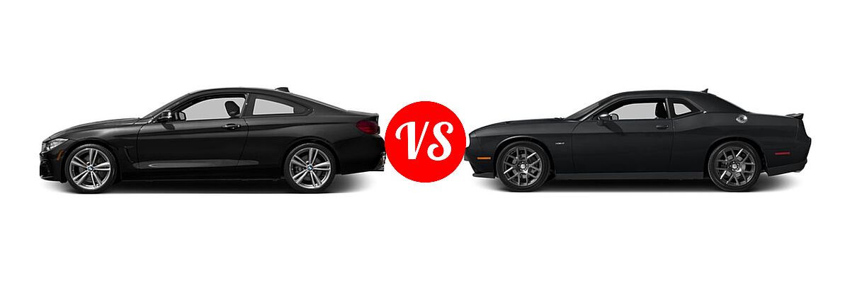 2016 BMW 4 Series Coupe 428i / 428i xDrive / 435i / 435i xDrive vs. 2016 Dodge Challenger Coupe R/T / R/T Plus / R/T Plus Shaker / R/T Shaker - Side Comparison