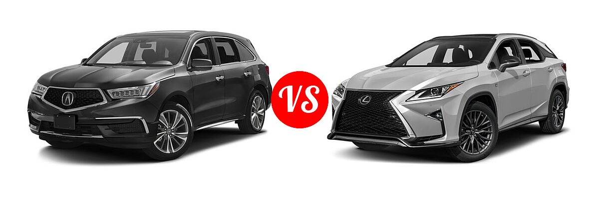 2017 Acura MDX SUV w/Technology Pkg vs. 2017 Lexus RX 350 SUV RX 350 F Sport - Front Left Comparison