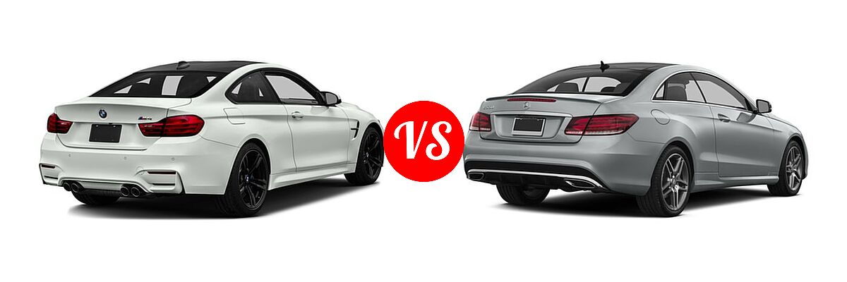 2016 BMW M4 Coupe 2dr Cpe / GTS vs. 2016 Mercedes-Benz E-Class Coupe E 550 - Rear Right Comparison