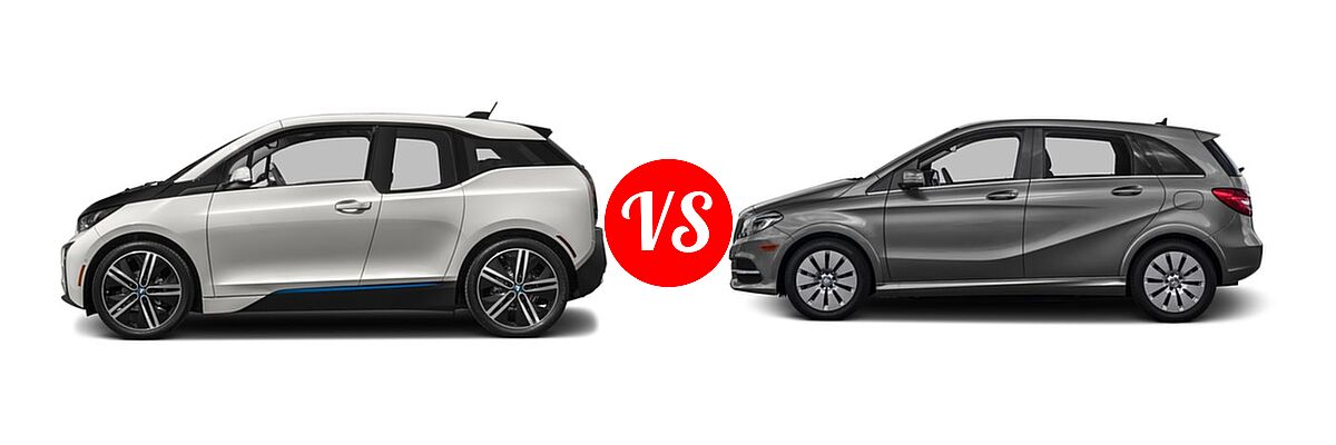 2016 BMW i3 Hatchback 4dr HB w/Range Extender vs. 2016 Mercedes-Benz B-Class Electric Drive Hatchback 4dr HB Electric Drive - Side Comparison