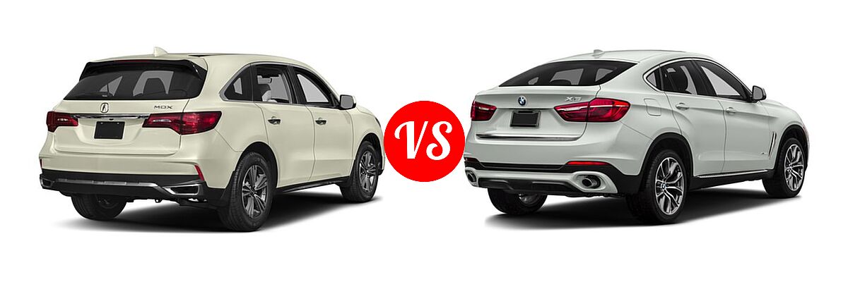 2017 Acura MDX SUV FWD vs. 2017 BMW X6 SUV sDrive35i / xDrive35i / xDrive50i - Rear Right Comparison