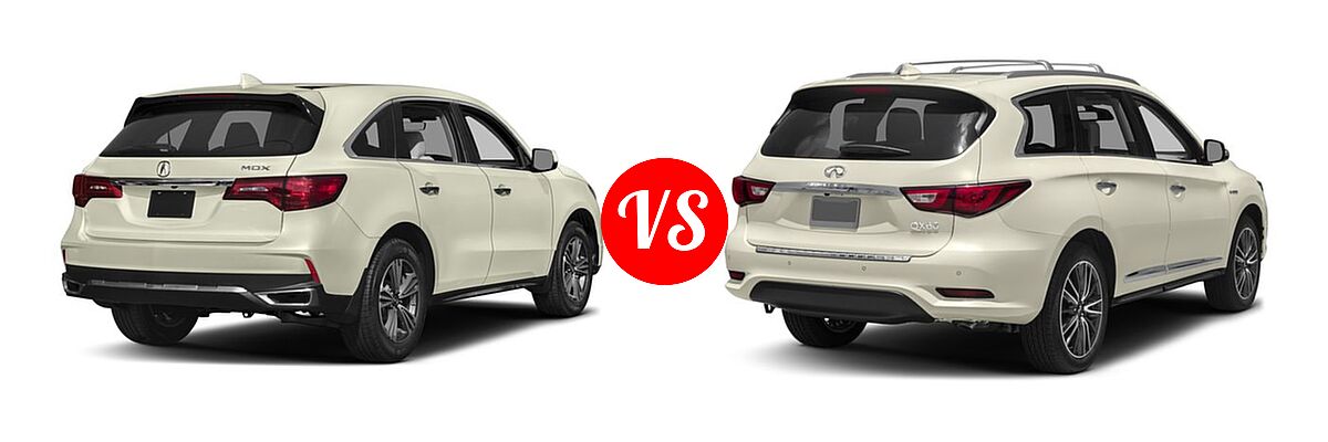 2017 Acura MDX SUV FWD vs. 2017 Infiniti QX60 SUV Hybrid AWD / FWD - Rear Right Comparison