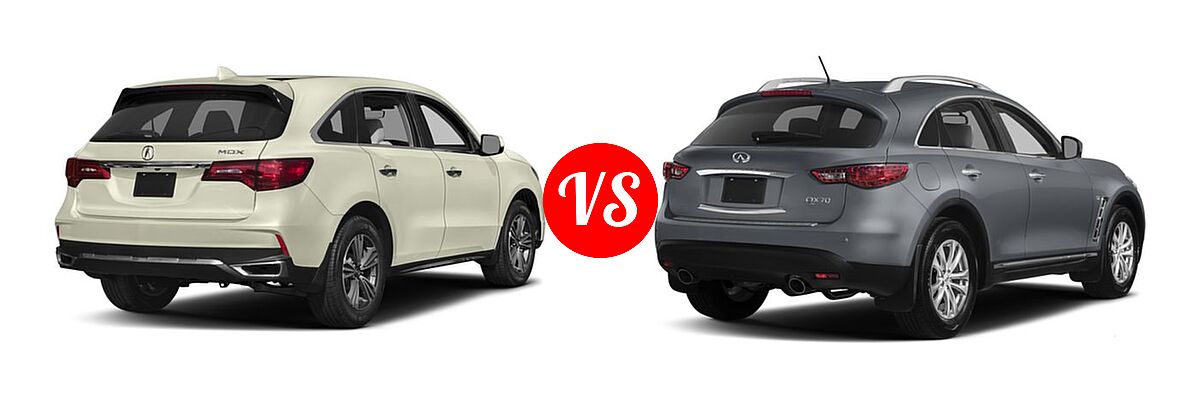2017 Acura MDX SUV FWD vs. 2017 Infiniti QX70 SUV AWD / RWD - Rear Right Comparison