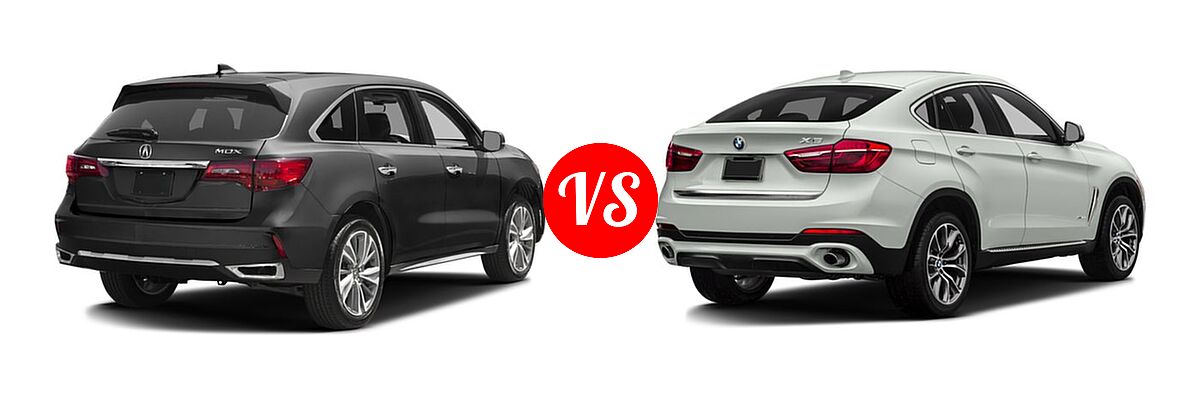 2017 Acura MDX SUV w/Technology Pkg vs. 2017 BMW X6 SUV sDrive35i / xDrive35i / xDrive50i - Rear Right Comparison