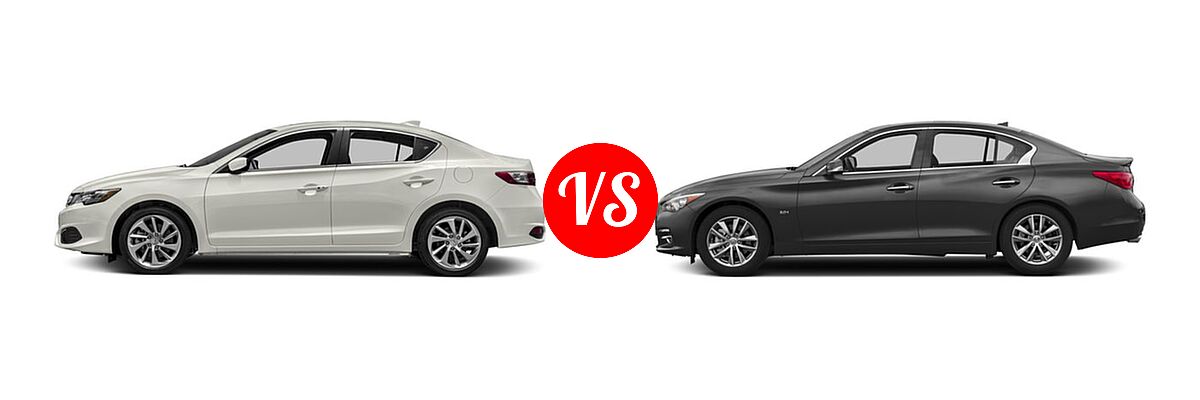 2017 Acura ILX Sedan w/AcuraWatch Plus vs. 2017 Infiniti Q50 Sedan 2.0t / 2.0t Premium / 3.0t Premium / 3.0t Signature Edition - Side Comparison