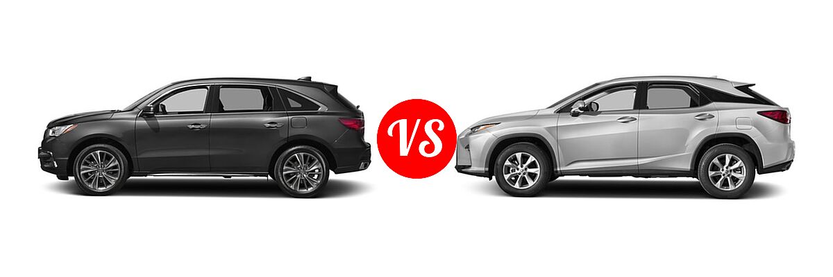 2017 Acura MDX SUV w/Technology Pkg vs. 2017 Lexus RX 350 SUV RX 350 - Side Comparison