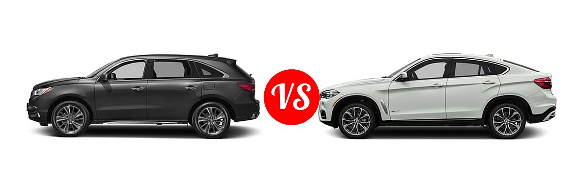 2017 Acura MDX SUV w/Technology Pkg vs. 2017 BMW X6 SUV sDrive35i / xDrive35i / xDrive50i - Side Comparison