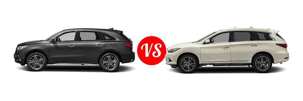 2017 Acura MDX SUV w/Technology Pkg vs. 2017 Infiniti QX60 SUV Hybrid AWD / FWD - Side Comparison