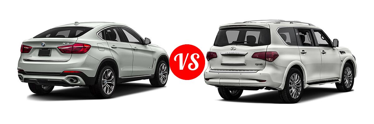2016 BMW X6 SUV sDrive35i / xDrive35i / xDrive50i vs. 2016 Infiniti QX80 SUV Limited - Rear Right Comparison