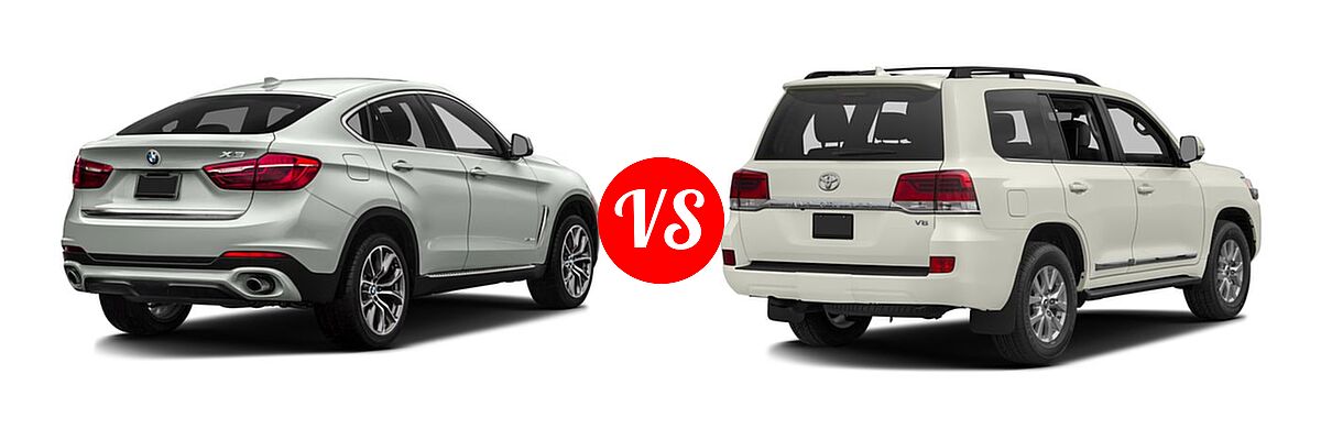 2016 BMW X6 SUV sDrive35i / xDrive35i / xDrive50i vs. 2016 Toyota Land Cruiser SUV 4dr 4WD (GS) / 4dr 4WD (Natl) / 4dr 4WD (SE) - Rear Right Comparison