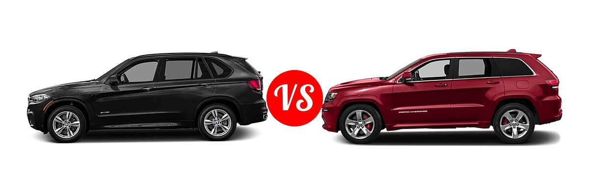 2016 BMW X5 SUV sDrive35i / xDrive35i / xDrive50i vs. 2016 Jeep Grand Cherokee SRT SUV SRT - Side Comparison