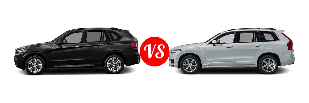 2016 BMW X5 SUV sDrive35i / xDrive35i / xDrive50i vs. 2016 Volvo XC90 SUV Hybrid T8 Inscription / T8 Momentum / T8 R-Design - Side Comparison