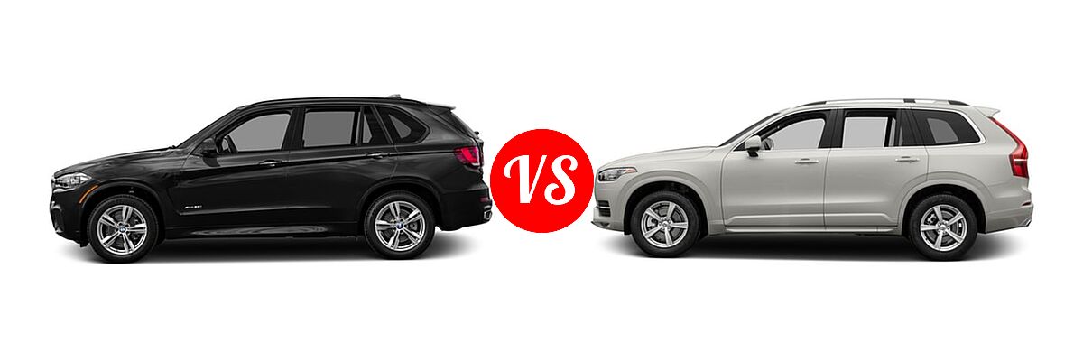 2016 BMW X5 SUV Diesel xDrive35d vs. 2016 Volvo XC90 SUV T5 Inscription / T5 Momentum - Side Comparison