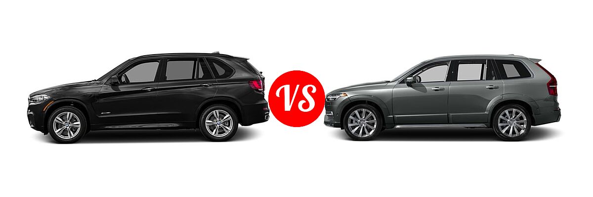 2016 BMW X5 SUV Diesel xDrive35d vs. 2016 Volvo XC90 SUV T6 First Edition / T6 Inscription / T6 Momentum - Side Comparison