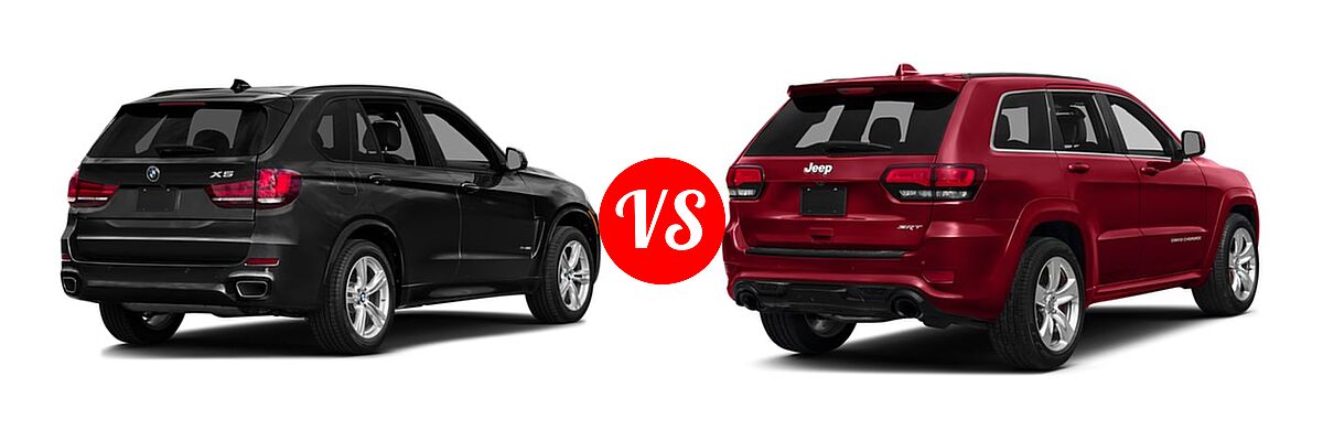 2016 BMW X5 SUV sDrive35i / xDrive35i / xDrive50i vs. 2016 Jeep Grand Cherokee SRT SUV SRT - Rear Right Comparison