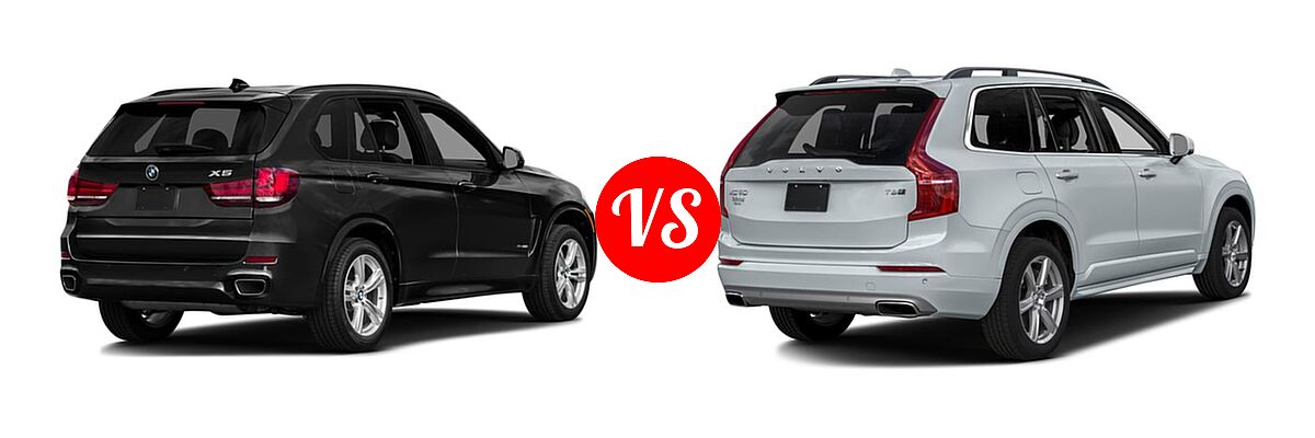 2016 BMW X5 SUV sDrive35i / xDrive35i / xDrive50i vs. 2016 Volvo XC90 SUV Hybrid T8 Inscription / T8 Momentum / T8 R-Design - Rear Right Comparison