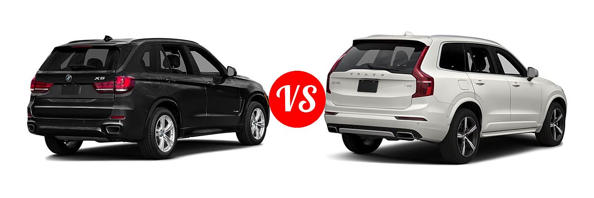 2016 BMW X5 SUV Diesel xDrive35d vs. 2016 Volvo XC90 SUV T5 R-Design / T6 R-Design - Rear Right Comparison