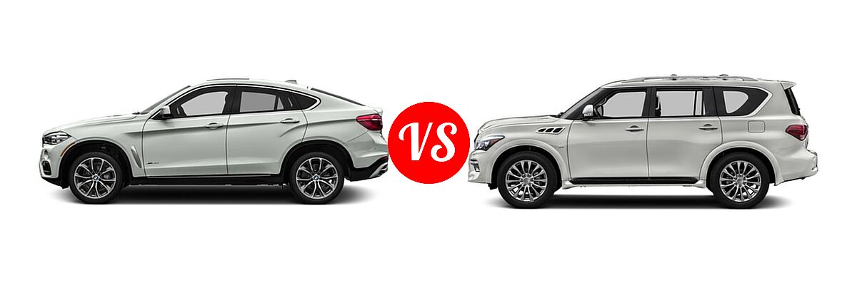 2016 BMW X6 SUV sDrive35i / xDrive35i / xDrive50i vs. 2016 Infiniti QX80 SUV Limited - Side Comparison