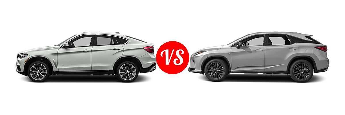 2016 BMW X6 SUV sDrive35i / xDrive35i / xDrive50i vs. 2016 Lexus RX 350 SUV F Sport - Side Comparison
