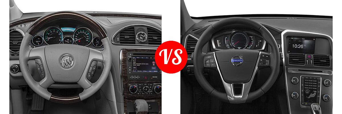 2016 Buick Enclave SUV Convenience / Leather / Premium vs. 2016 Volvo XC60 SUV T5 / T5 Drive-E / T5 Drive-E Platinum / T5 Drive-E Premier / T5 Platinum / T5 Premier / T6 / T6 Drive-E / T6 Drive-E Platinum / T6 Platinum - Dashboard Comparison